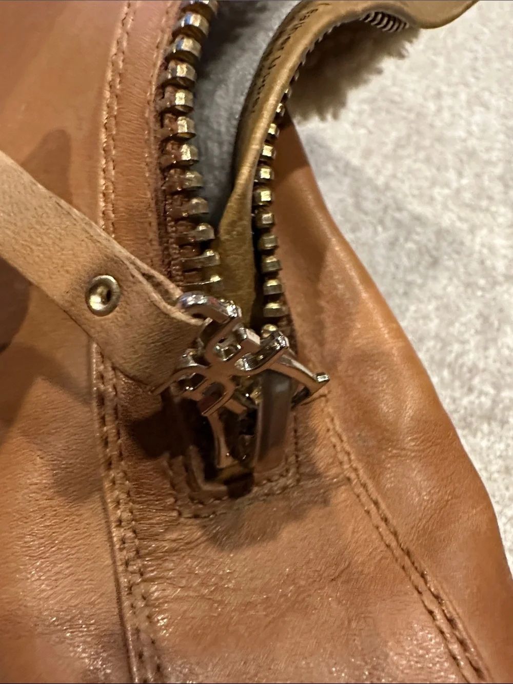 Sam Edelman Tan Leather Shearling-Trim Lug Sole Ankle Boots